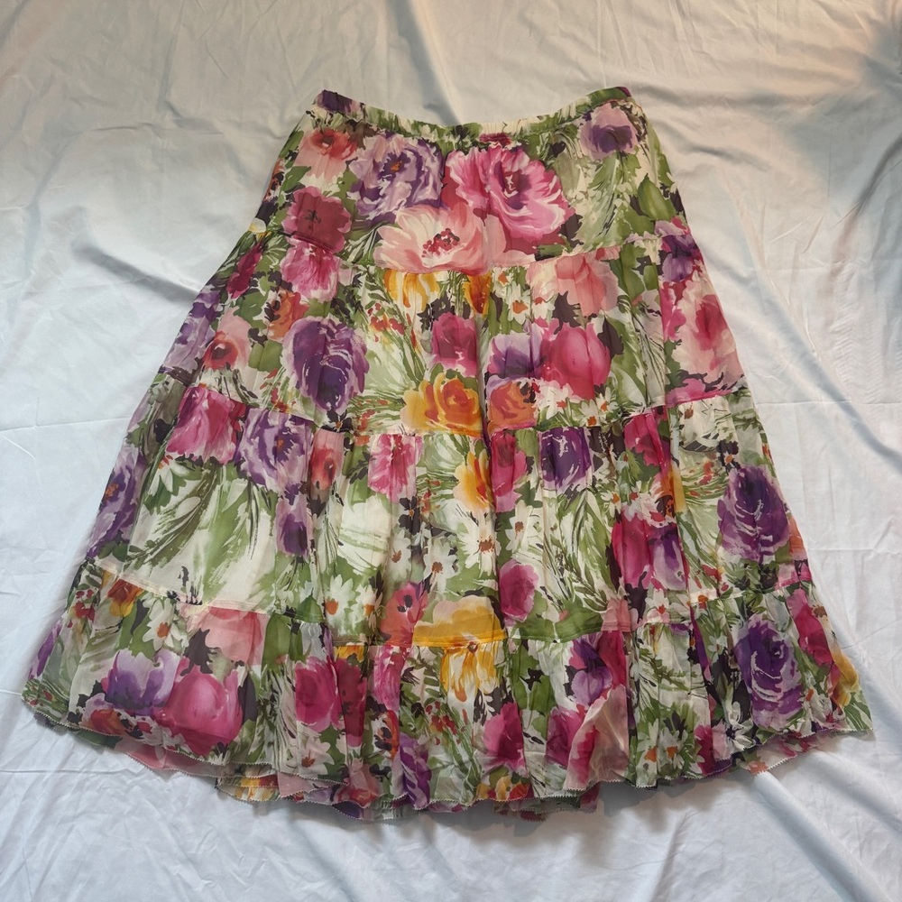 Vintage 90s Floral Tiered Maxi Skirt - Picture 3 of 8